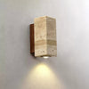 scandinavian yellow travertine wood cylinder wall sconce