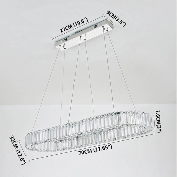 Chrome Golden Crystal Clear Beauty Oval Ring Hanging Pendant Chandelier
