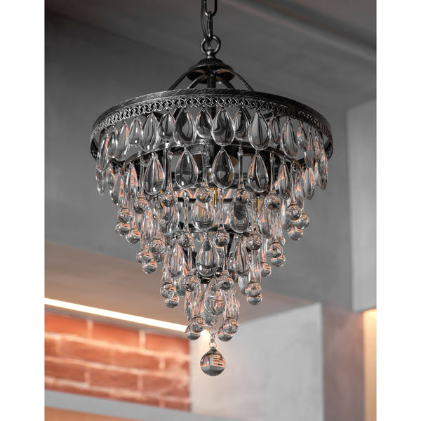 traditional ancient silver crystal inverted pyramid chandelier