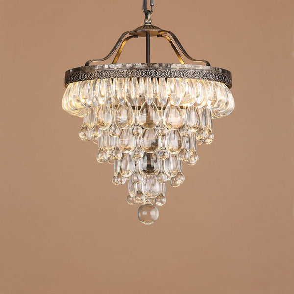 traditional ancient silver crystal inverted pyramid chandelier