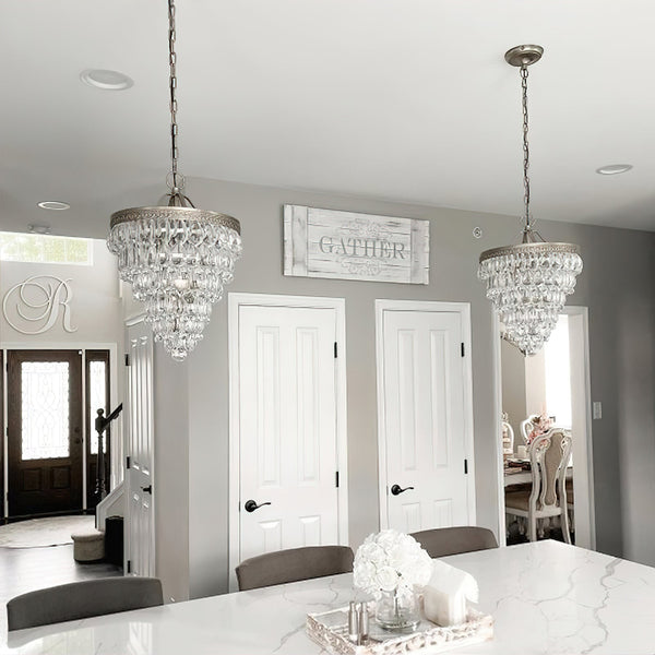 traditional ancient silver crystal inverted pyramid chandelier