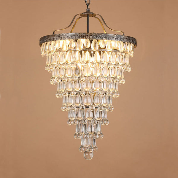 traditional ancient silver crystal inverted pyramid chandelier