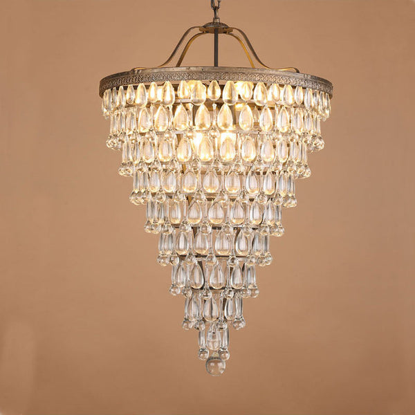 traditional ancient silver crystal inverted pyramid chandelier