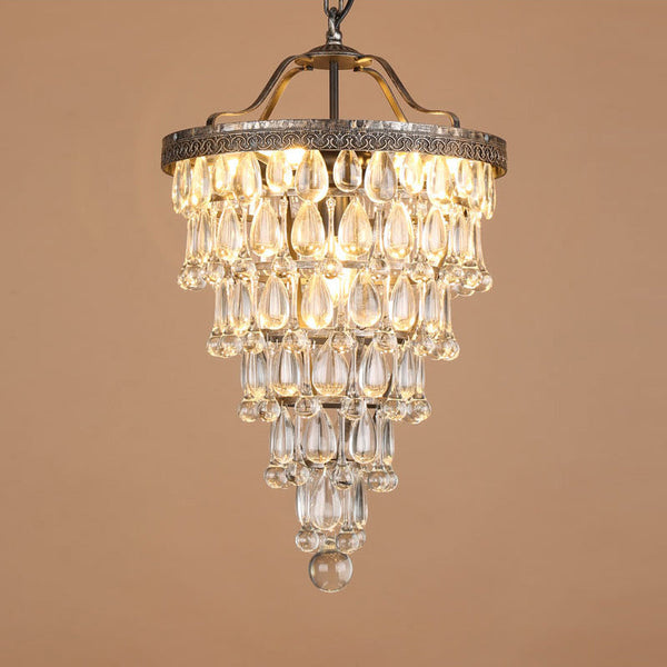 traditional ancient silver crystal inverted pyramid chandelier
