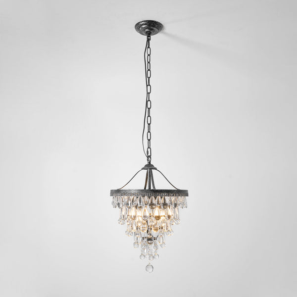 traditional ancient silver crystal inverted pyramid chandelier