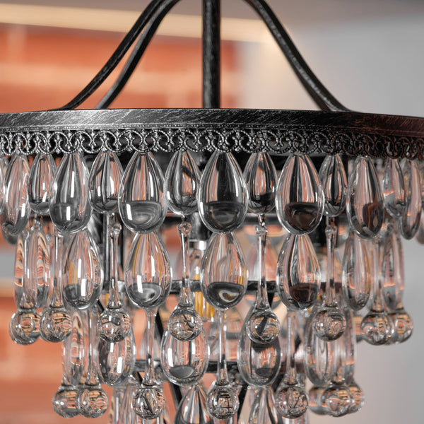 traditional ancient silver crystal inverted pyramid chandelier