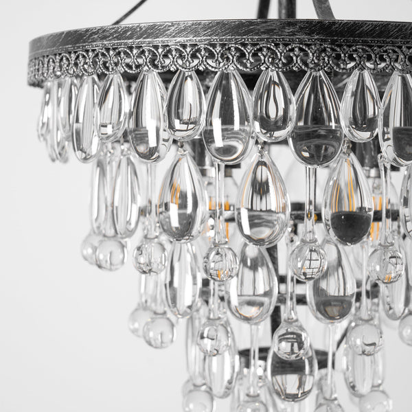 traditional ancient silver crystal inverted pyramid chandelier