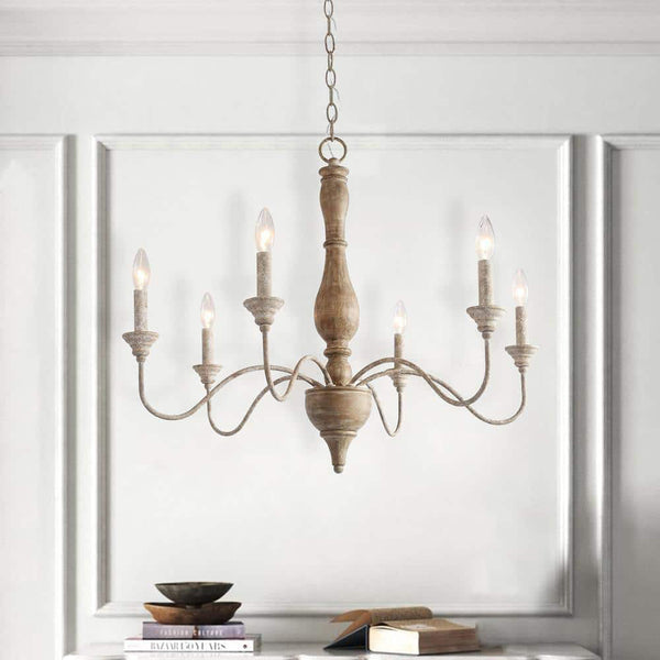 traditional antique white hand carved wood candle chandelier