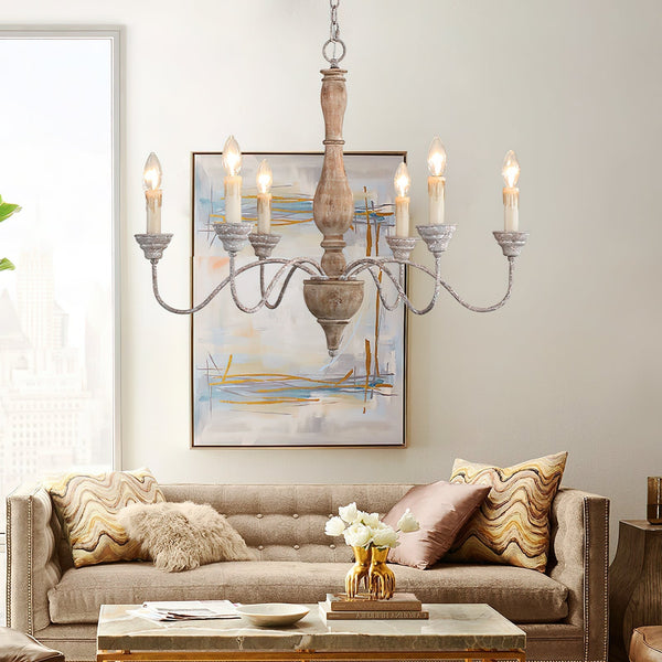 traditional antique white hand carved wood candle chandelier