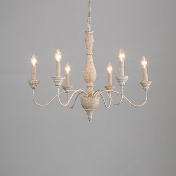 traditional antique white hand carved wood candle chandelier