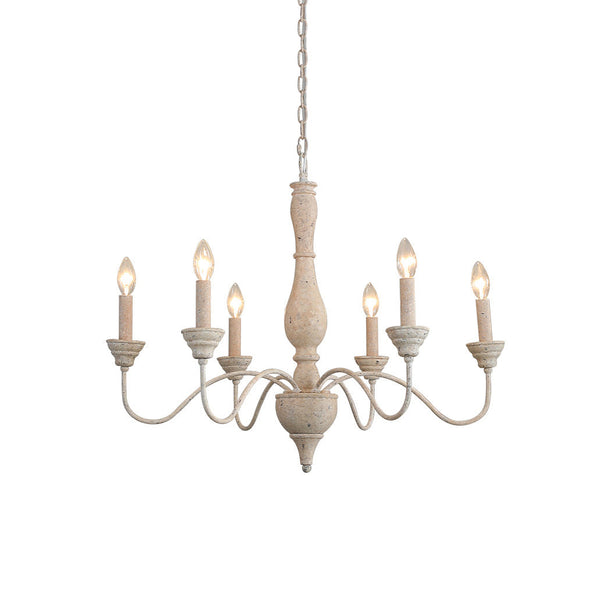 traditional antique white hand carved wood candle chandelier