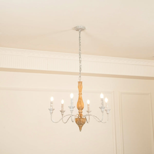 traditional antique white hand carved wood candle chandelier