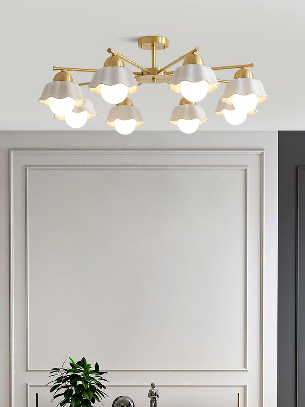 traditional brass white ceramic flower chandelier