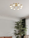 traditional brass white ceramic flower chandelier