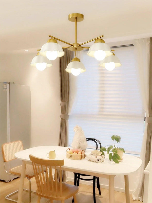 traditional brass white ceramic flower chandelier