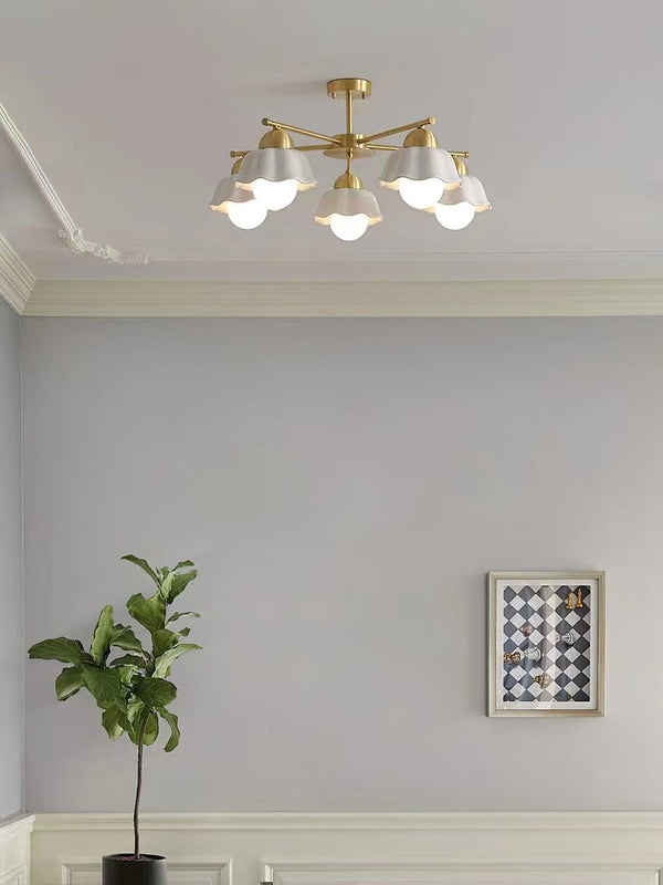 traditional brass white ceramic flower chandelier