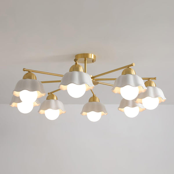traditional brass white ceramic flower chandelier