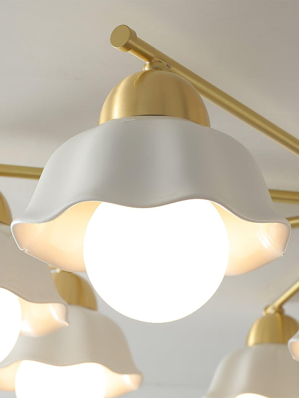 traditional brass white ceramic flower chandelier