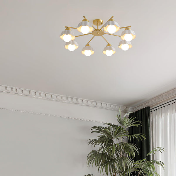 traditional brass white ceramic flower chandelier