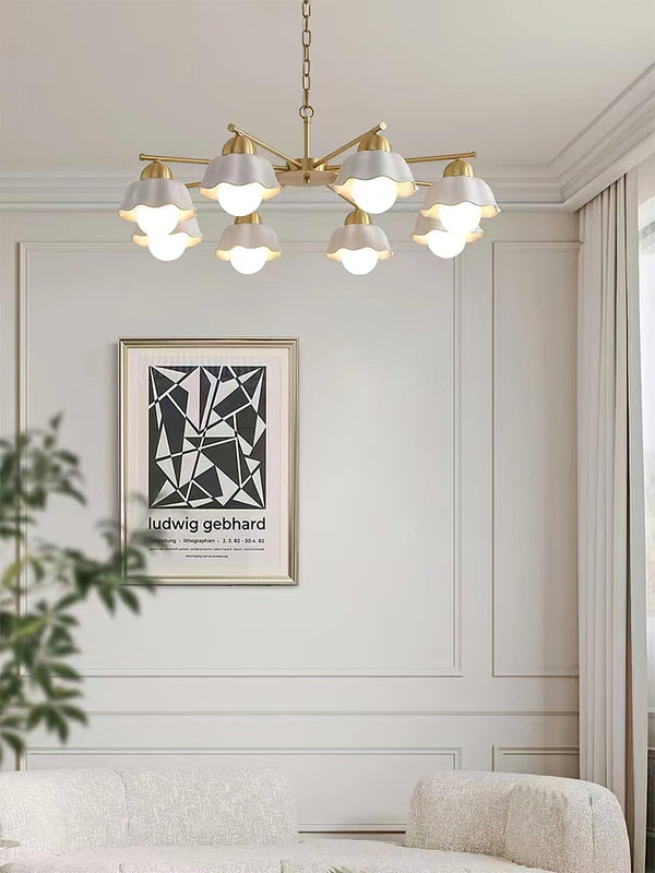 traditional brass white ceramic flower chandelier