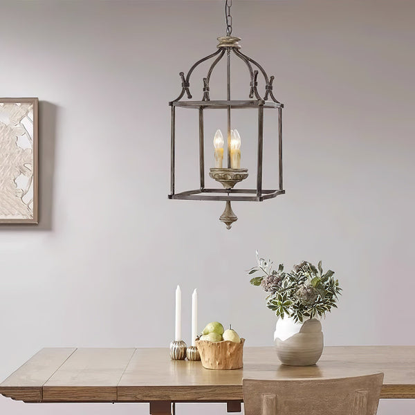 traditional brown iron wood birdcage chandelier