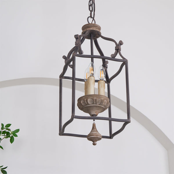 traditional brown iron wood birdcage chandelier