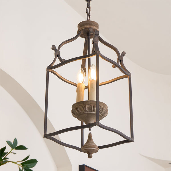 traditional brown iron wood birdcage chandelier