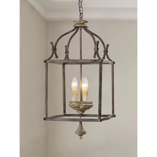 traditional brown iron wood birdcage chandelier