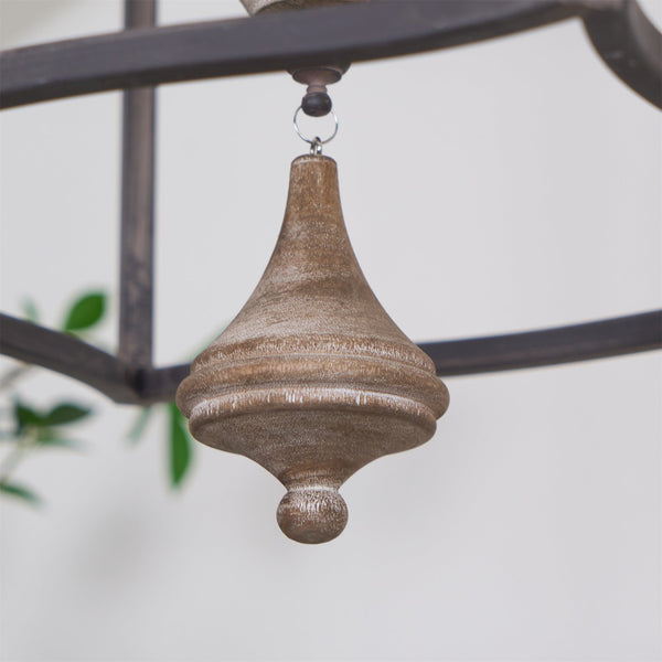 traditional brown iron wood birdcage chandelier