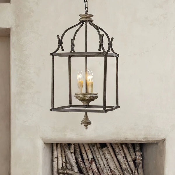 traditional brown iron wood birdcage chandelier
