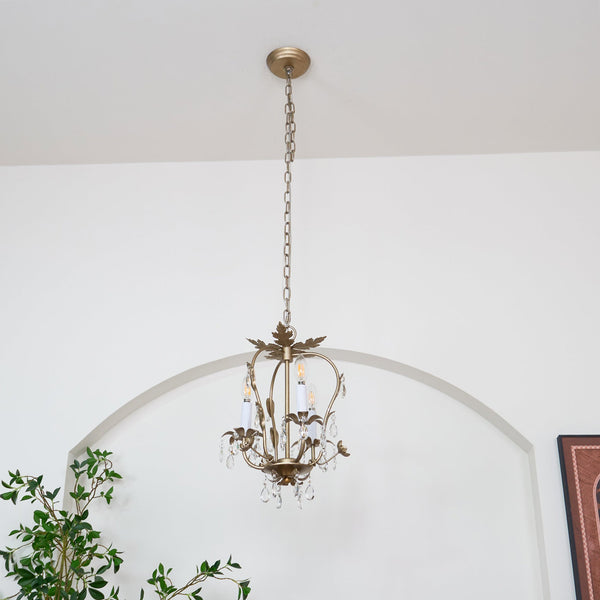 traditional gold crystal iron 3 light chandelier
