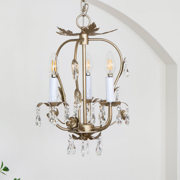 traditional gold crystal iron 3 light chandelier