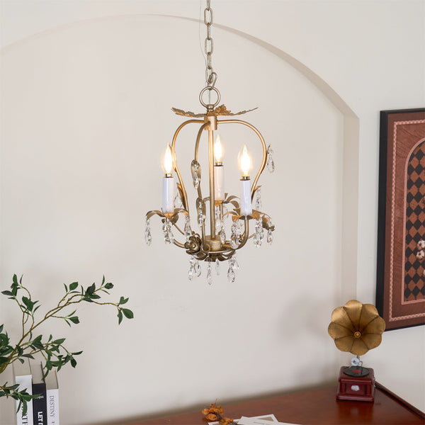 traditional gold crystal iron 3 light chandelier