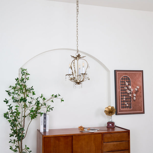traditional gold crystal iron 3 light chandelier