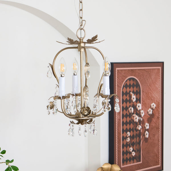 traditional gold crystal iron 3 light chandelier