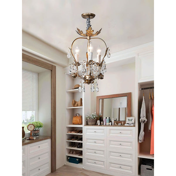 traditional gold crystal iron 3 light chandelier
