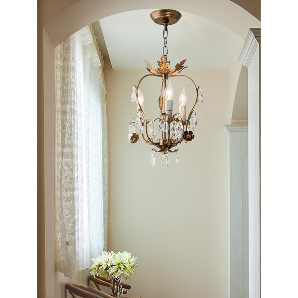 traditional gold crystal iron 3 light chandelier