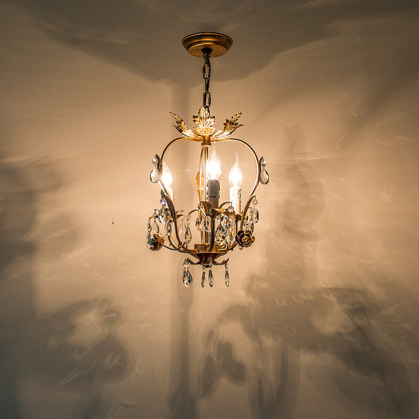 traditional gold crystal iron 3 light chandelier
