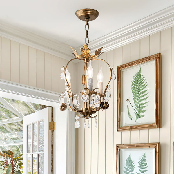 traditional gold crystal iron 3 light chandelier