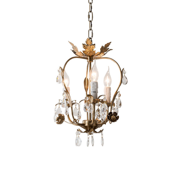 traditional gold crystal iron 3 light chandelier