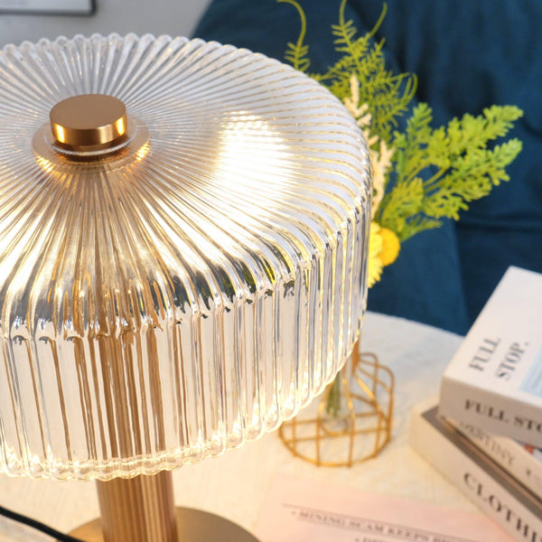 traditional gold fluted glass table lamp