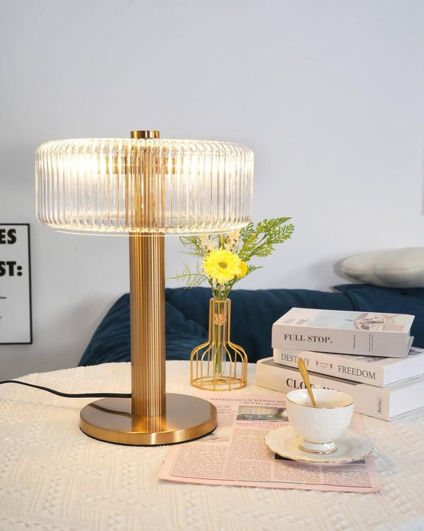 traditional gold fluted glass table lamp