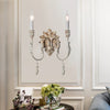 traditional old white iron two light wall sconce