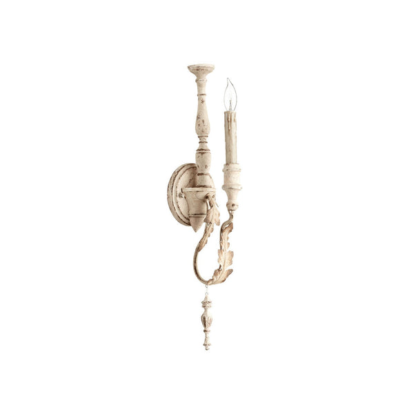 traditional old white wood candle wall sconce