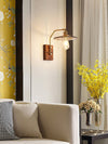 traditional walnut brass glass wall sconce