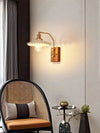traditional walnut brass glass wall sconce