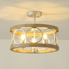 transitional black walnut wood iron semi flush ceiling light