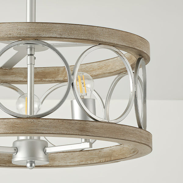 transitional black walnut wood iron semi flush ceiling light