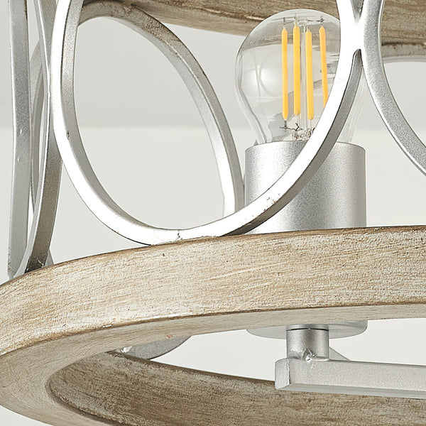transitional black walnut wood iron semi flush ceiling light