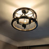 transitional black walnut wood iron semi flush ceiling light